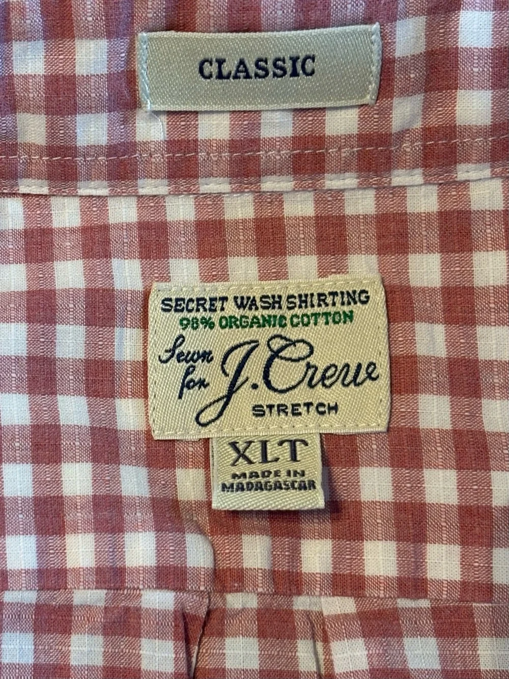 J. Crew Red Gingham Button-Down Shirt, Size: XLT (6532)